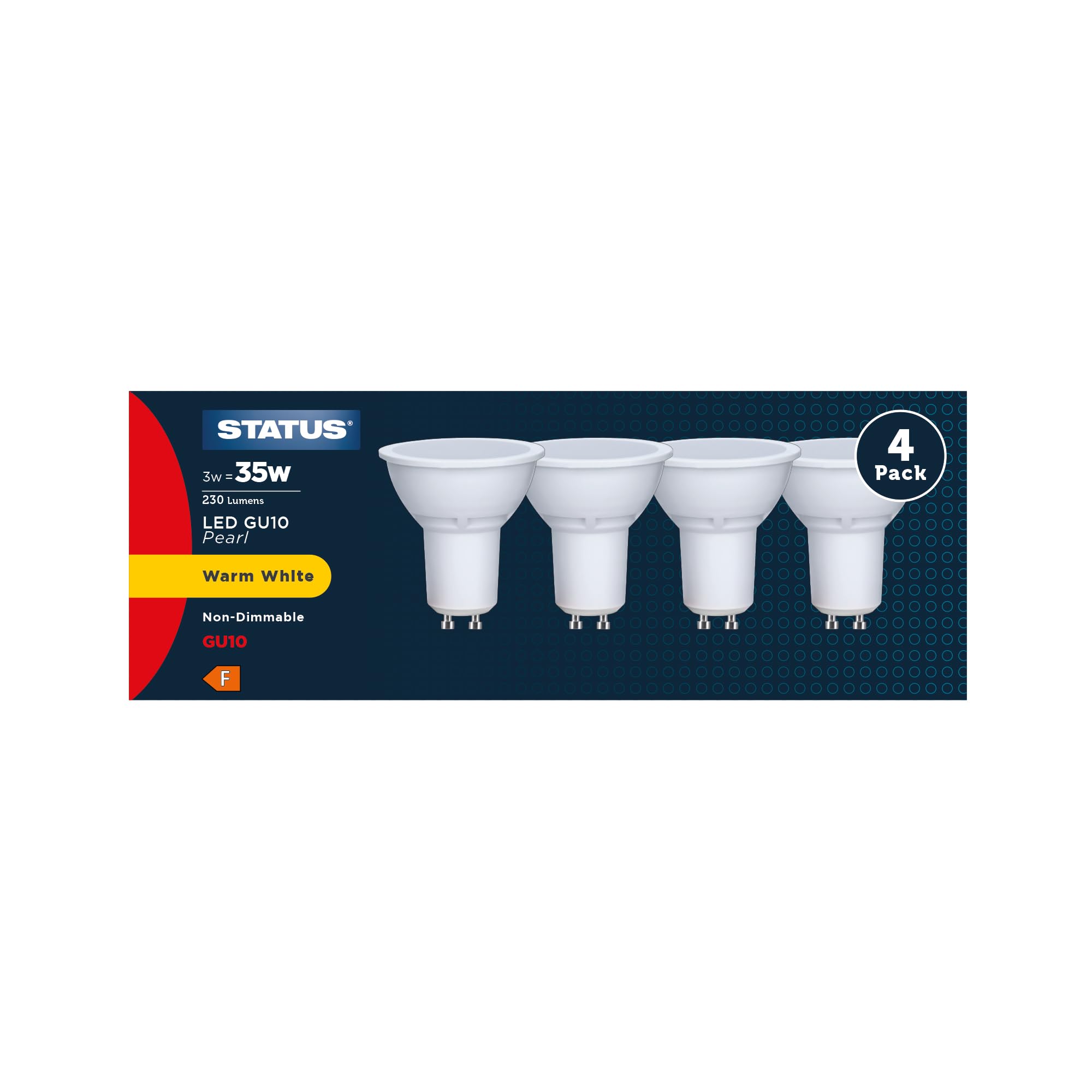 Status LED GU10 Bulb, Pearl, Warm White, 3000K, 4pk