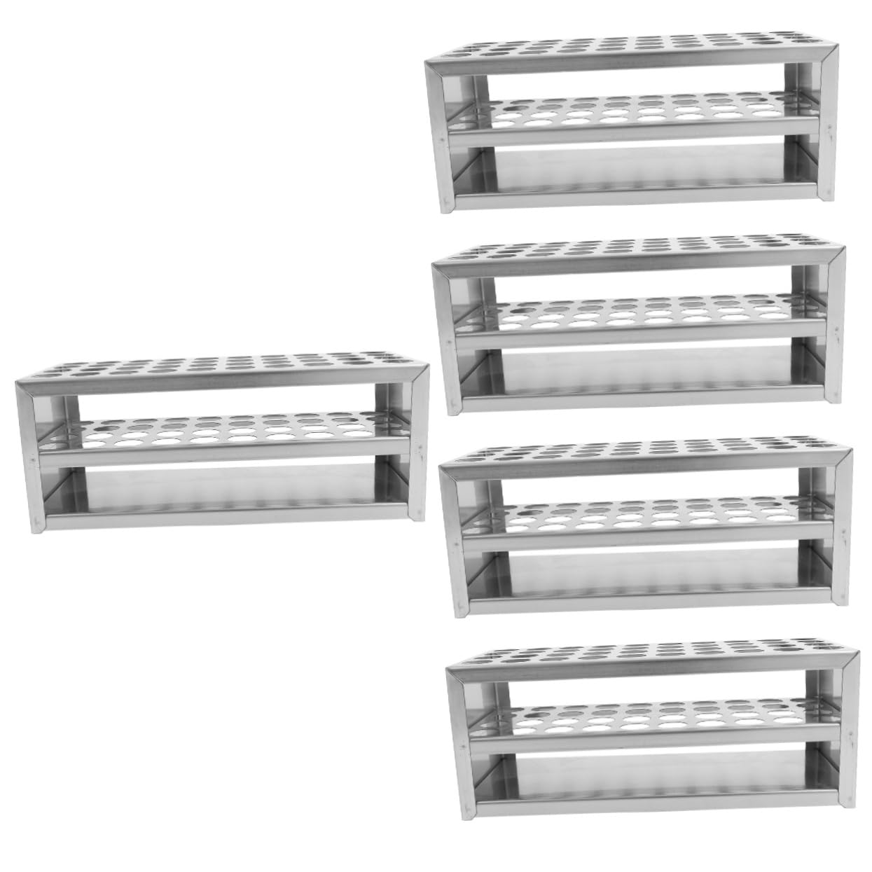 Gatuida 5piezas Soporte De Tubos De Ensayo De Inoxidable Huecos Para Laboratorio Organizador De Tubos De Muestreo Compatible
