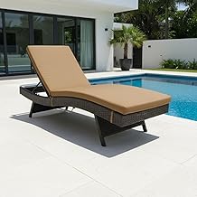 BRISHI Outdoor Swimming Poolside Lounger Beach Sunbathing Lawn Patio Chaise Lounge Sun Lounger Chair Adjustable Backrest (Dark Brown + Brown)