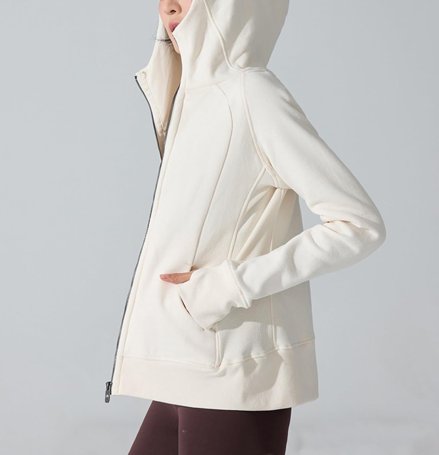 Women's Thickened Workout Jacket Hooded Slim Long Sleeve Fall Winter Warm Full Zip Up Casual Running Jackets