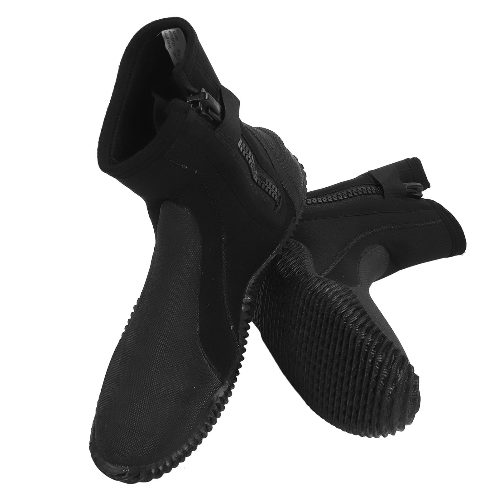 Keenso Chaussures Aquatiques Bottes de Plongée en Caoutchouc Néoprène 5 Mm Haut Antidérapant Fermeture éclair Latérale Bout renforcé pour Le Surf Natation Plage Activités Aquatiques Hommes Femmes