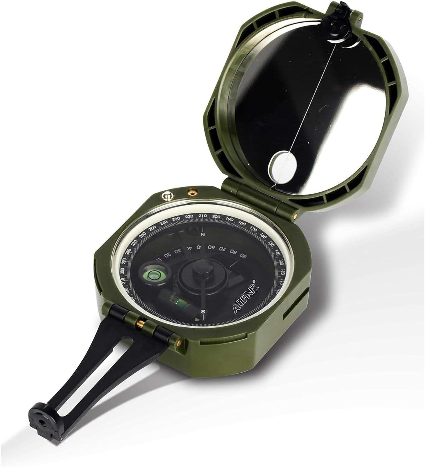 AOFAR AF-M2-B Geological Military Multifunctional Compass- Lensatic, Fluorescent, Waterproof and Shakeproof for Geological Exploration, Hunting, Hiking with Pouch and Strap