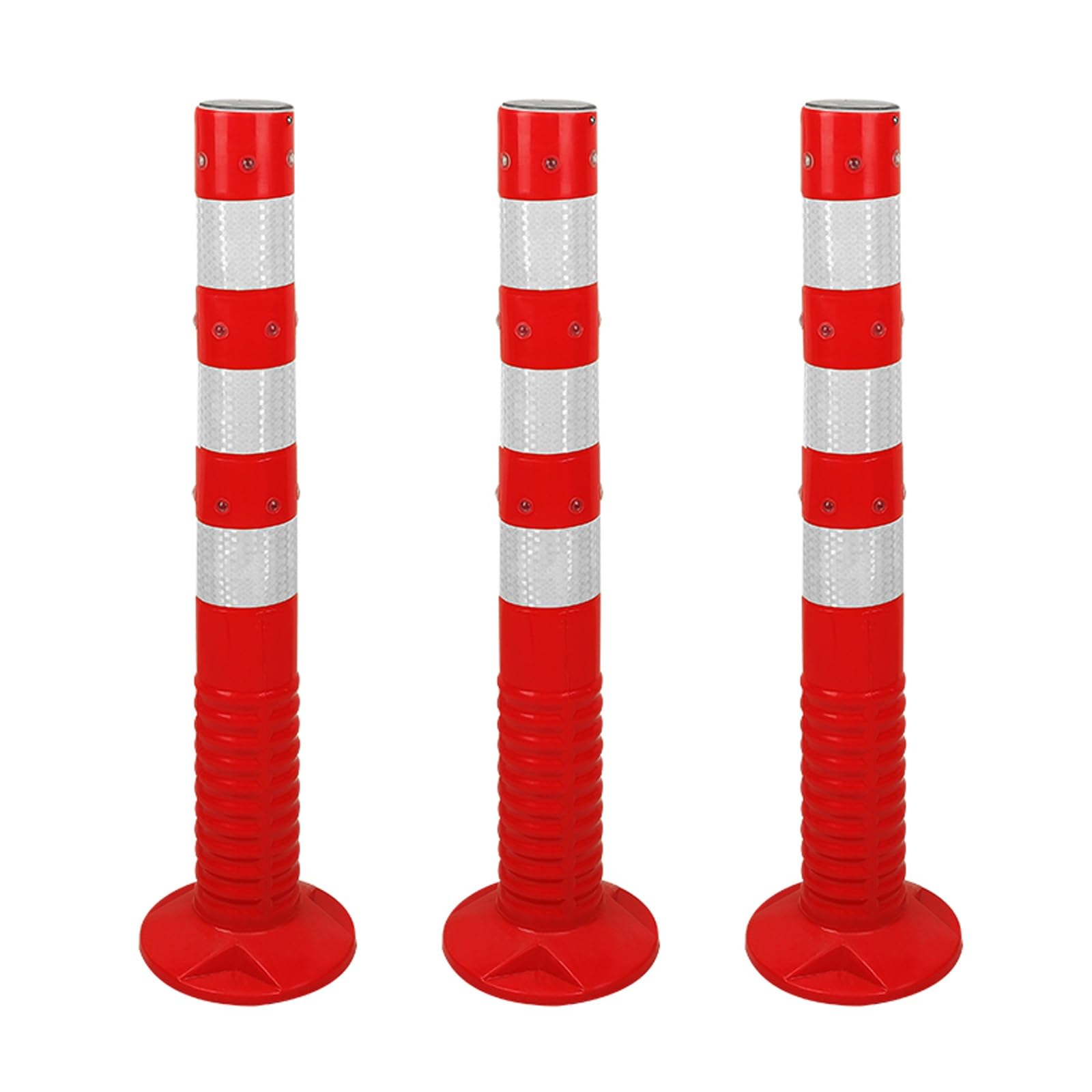 SaryEdge Portable Traffic Safety Bollard with Light for Construction Barriers and Parking Warning,White (3pcs),White (3pcs)