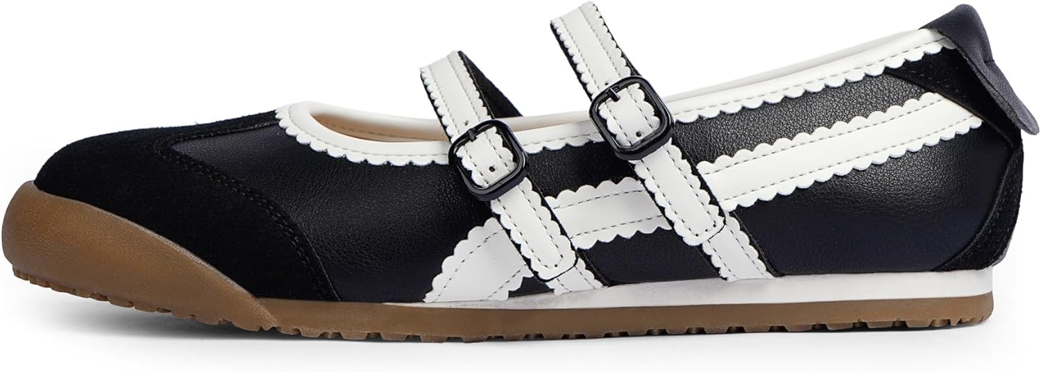 Tigeridea Fashion Sneakers for Women Mary Jane Shoes Comfortable Flat Two Strap Flat Shoes