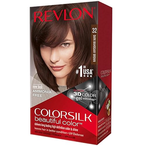 Revlon ColorSilk - Tinte para el cabello, [32] castaño caoba oscuro, 1 unidad (paquete de 12)