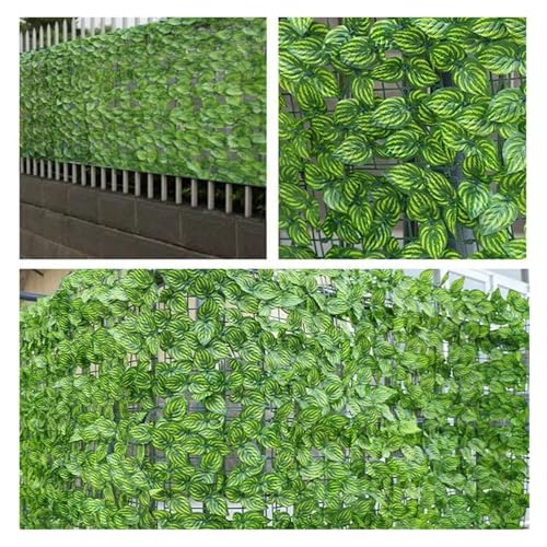 Seto artificial paneles de valla de hojas verdes para ocultación exterior 4