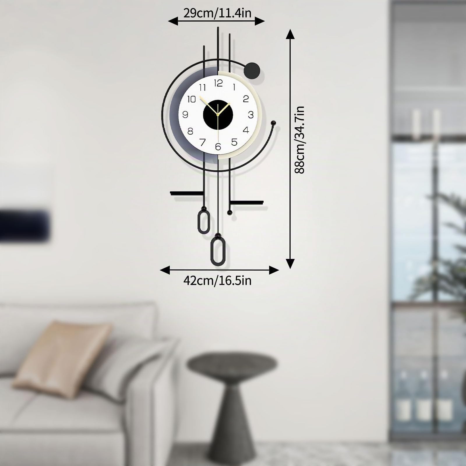 Moderno Orologio da Parete, Creatività Decorativo Orologi da Muro, Grande Silenzioso Orologio da Parete con Tavolo Portaoggetti, Moda Art per Soggiorno Camera da Letto Ufficio Cucina
