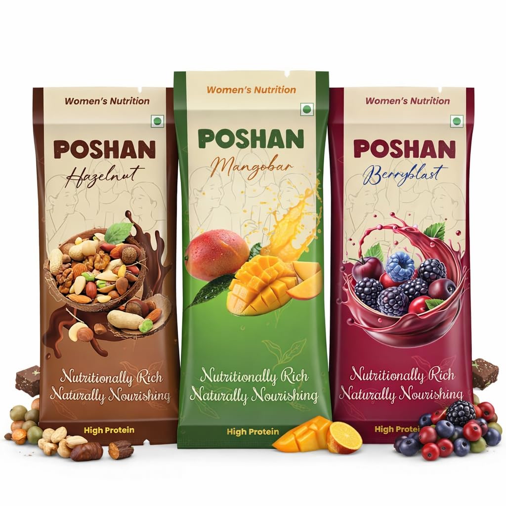 POSHAN Women's Nutrition Protein Bar, 40 g | 8g Protein with 4G Fiber |No Added Sugar, 100% Vegetarian & Gluten-Free| Made with Dates, Ragi and Superfoods|No Trans Fat| Pack pf 10 — Amazon image 21