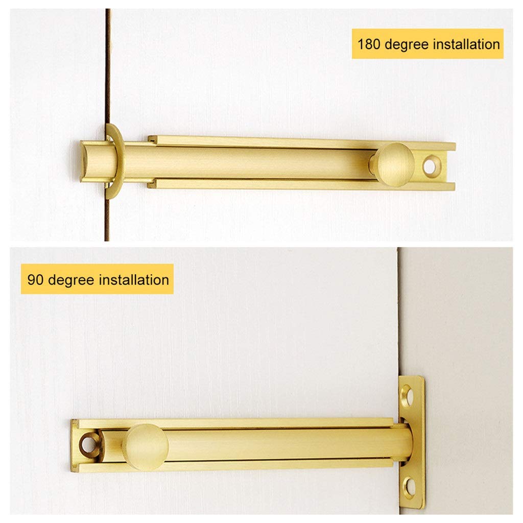 Bullone della serratura della porta, serratura a chiavistello scorrevole, serratura a scrocco, serratura a scrocco in ottone Hardware di facile installazione con viti Windows Antifurto Barn Gate Slide