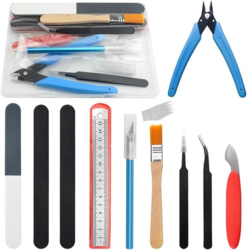 XINGYHENG Juego de herramientas básicas de modelador de 15 piezas para Gundam, kit de herramientas de modelo con caja de plástico para ensamblar
