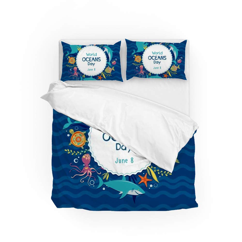 Parure de lit océan en microfibre pour une chambre ambiance marine et relaxante