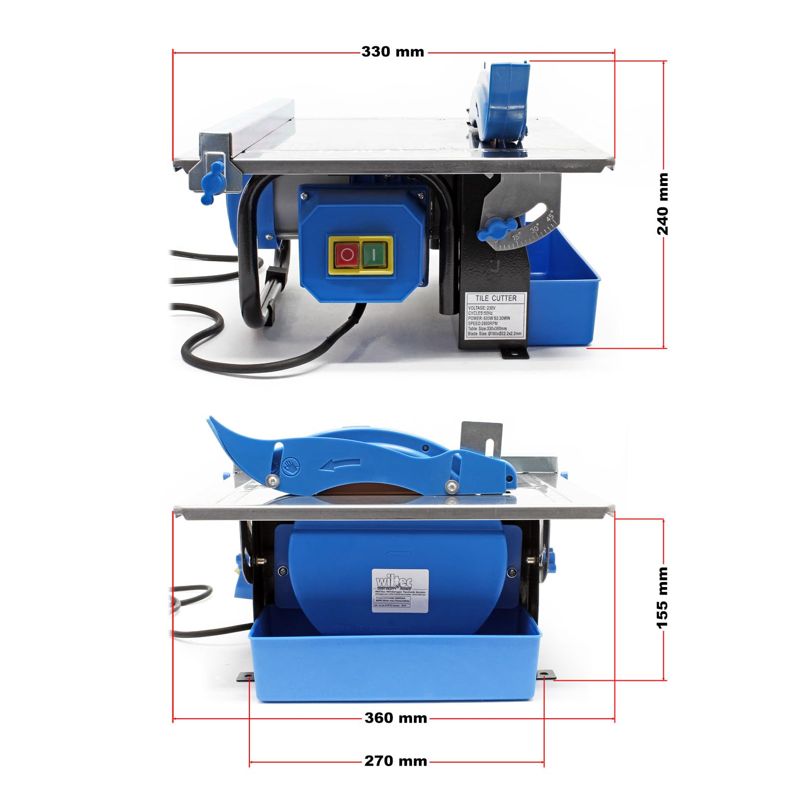 Coupe-carreaux électrique 600 W Refroidi à eau Paroi carrelage 34mm Disque à tronçonner au diamant