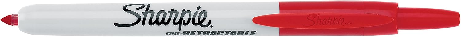 SHARPIE 32702 Retractable Permanent Markers, Fine Point, Red, 12 Count