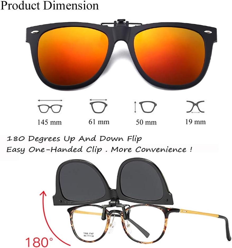 Clip-on Sunglasses Polarized Unisex Anti-Glare Driving Glasses With Flip Up for Prescription Glasses - Image 3