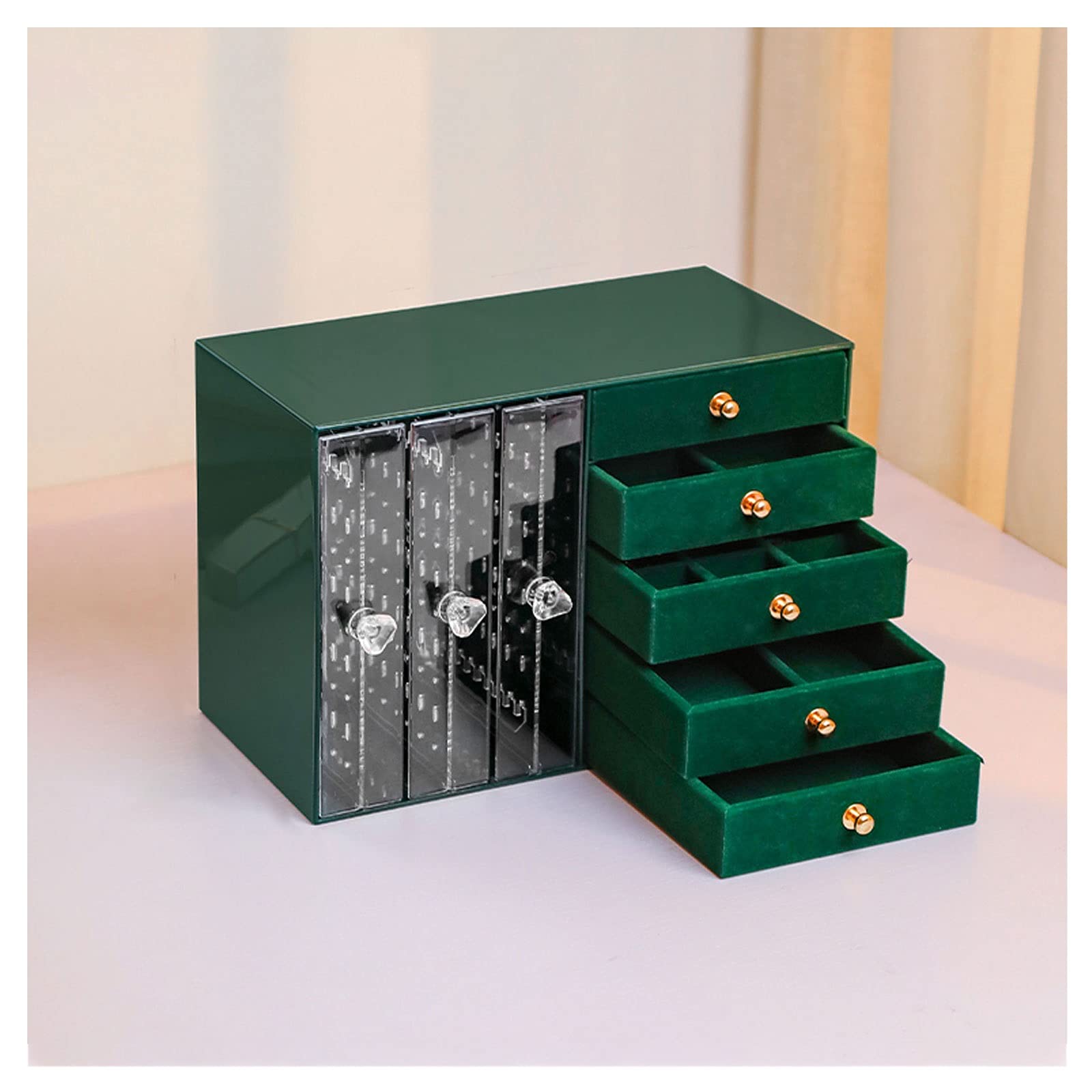 TIANQIHAO Jewelry Box Jewelry Box Jewelry Organizer 5 Drawers 3 Earring Holder Jewelry Box For Bangle Bracelet Necklace Rings Storage Dustproof Velvet Jewelry Display Jewelry Displ