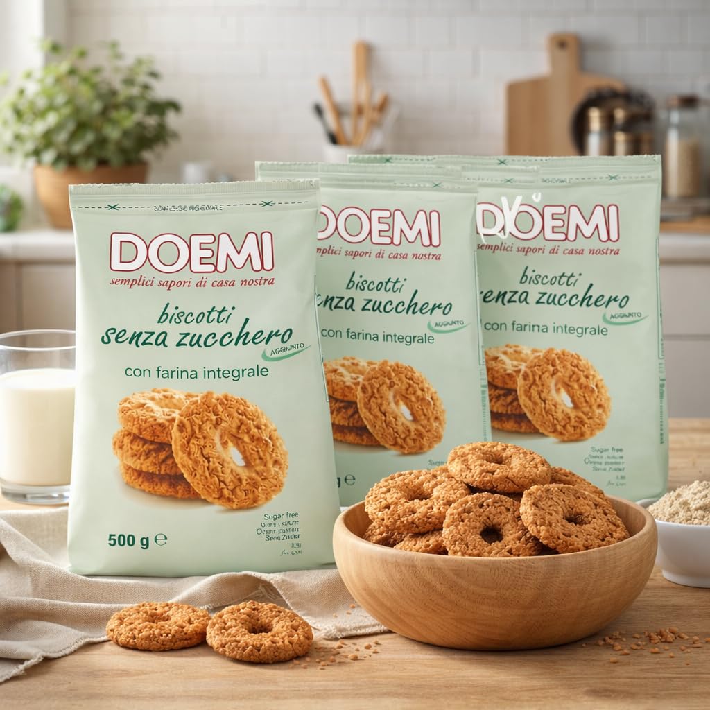 Biscotti Senza Zucchero con Farina Integrale – Confezione da 4 o 8 x 500 g – Biscotti Integrali Senza Zuccheri Aggiunti, Ideali per Colazione e Spuntini (8)