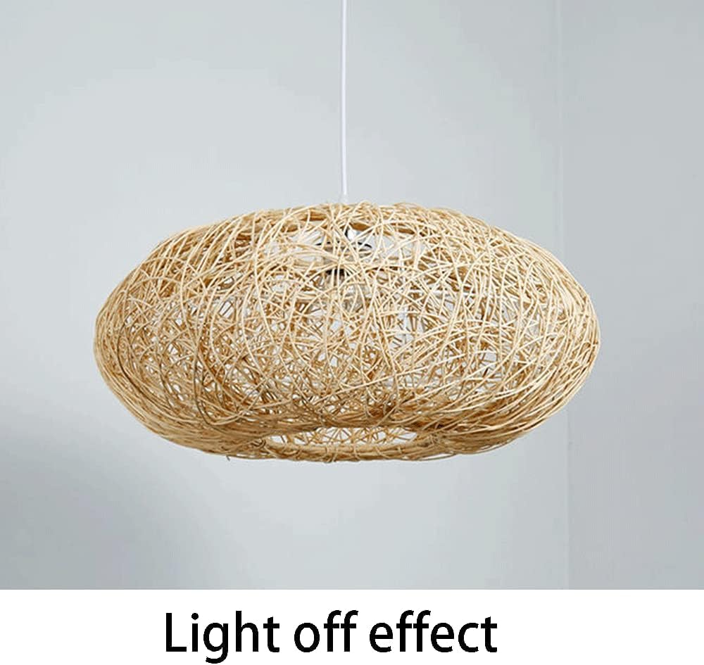 Generico Lampada a sospensione in vimini, lampada a a forma di gabbia a nido d'uccello, 19,7 pollici, a in rattan creativa, lanterna intrecciata, luce a for isola cucina, ristorante