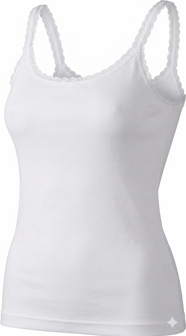 Womens Basic Thermal Underwear Ladies Warm Thermals Vest White (Large)