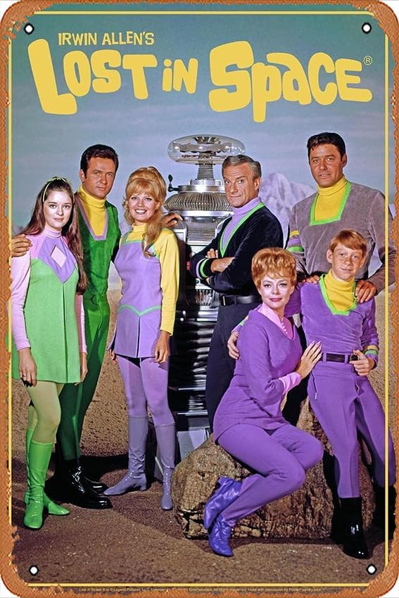 Lost In Space Cast Photo TV Show Póster retro de metal, letrero de lata vintage para bar, hombre, cueva, cafetería, oficina, hogar, decoración de