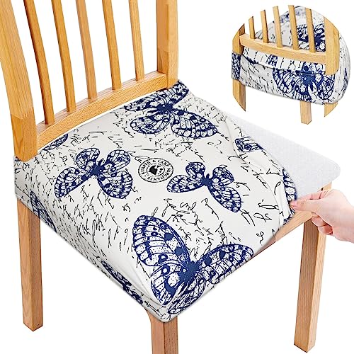 Image of Set of 4 Stretchable Dining Chair Covers, Universal Fit Washable Seat Slipcovers for Dining Room & Home Decor (Butterfly)