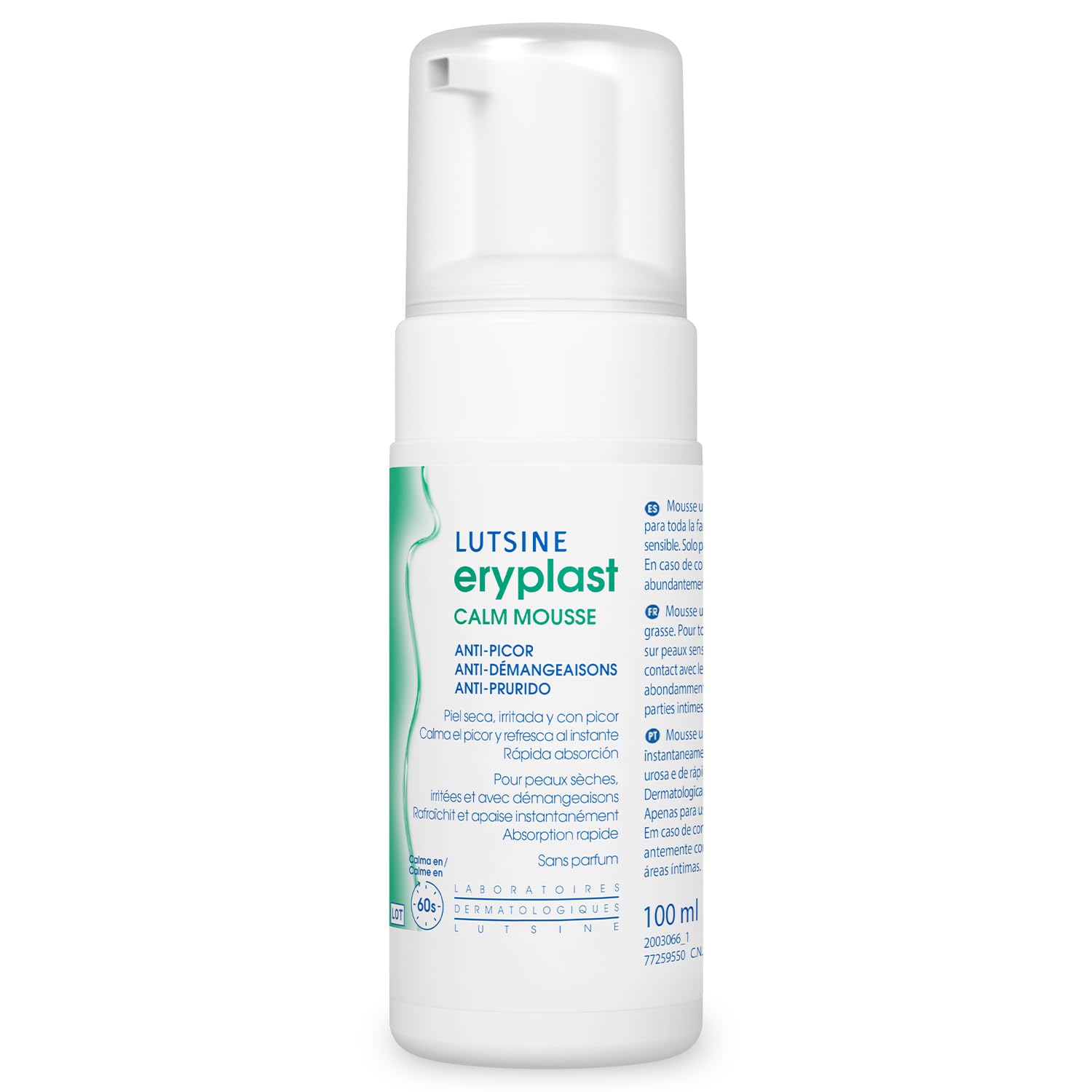 Eryplast CALM Mousse - anti-démangeaisons 100ml - Apaise et soulage les peaux sensibles, irritées et sujettes aux démangeaisons en 60 secondes - Effet rafraichissant