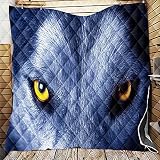 Chickwin-Shop 3D Lobo Colcha de Verano Colcha Acolchada para Cama, Multiuso Edredón Manta de Dormitorio Suave Colchas para Primavera Cama Matrimonio Individual (Ojos de Lobo,96x114cm)