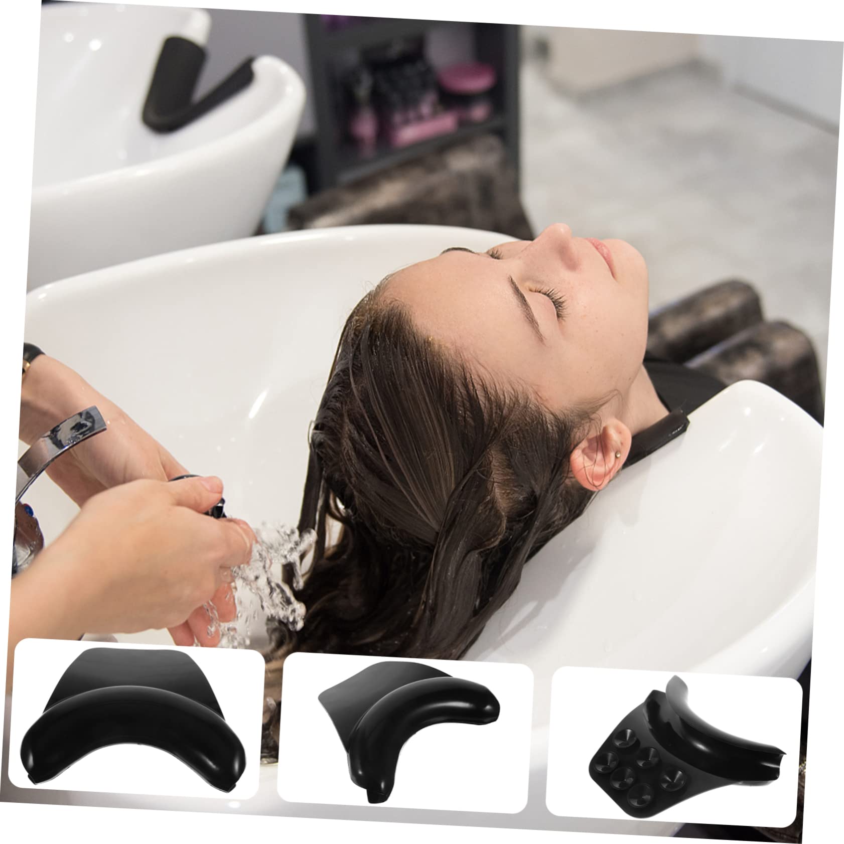 VICASKY 3pièces Repose-Nuque Silicone avec Ventouse Coussin De Soutien pour Lavage Cheveux Salon Accessoire Portable pour Confort Optimal