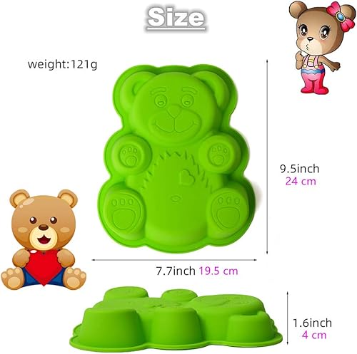Miniatura 2 de Juego de moldes para pasteles de mousse de oso 3D, molde para hornear pasteles de aproximadamente 8.5 pulgadas, molde de silicona novedoso para