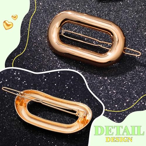 JONKY 4 piezas Pinzas de Pelo Metálicas Geométricas Doradas en Formas Redonda, Estrella, Corazón y Ovaladas para Mujeres (1-Dorado) miniatura 6