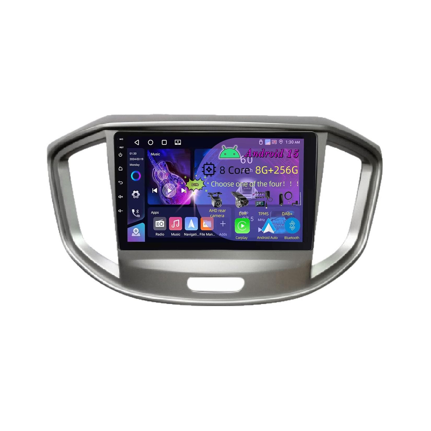 9-calowy podwójny Din samochodowy system stereo z systemem Android 15 do modelu JAC Refine M4 2016-2018 z kamerą tylną Car Play, sterowaniem z kierownicy, Bluetooth, GPS, radiem FM i Wi-Fi (