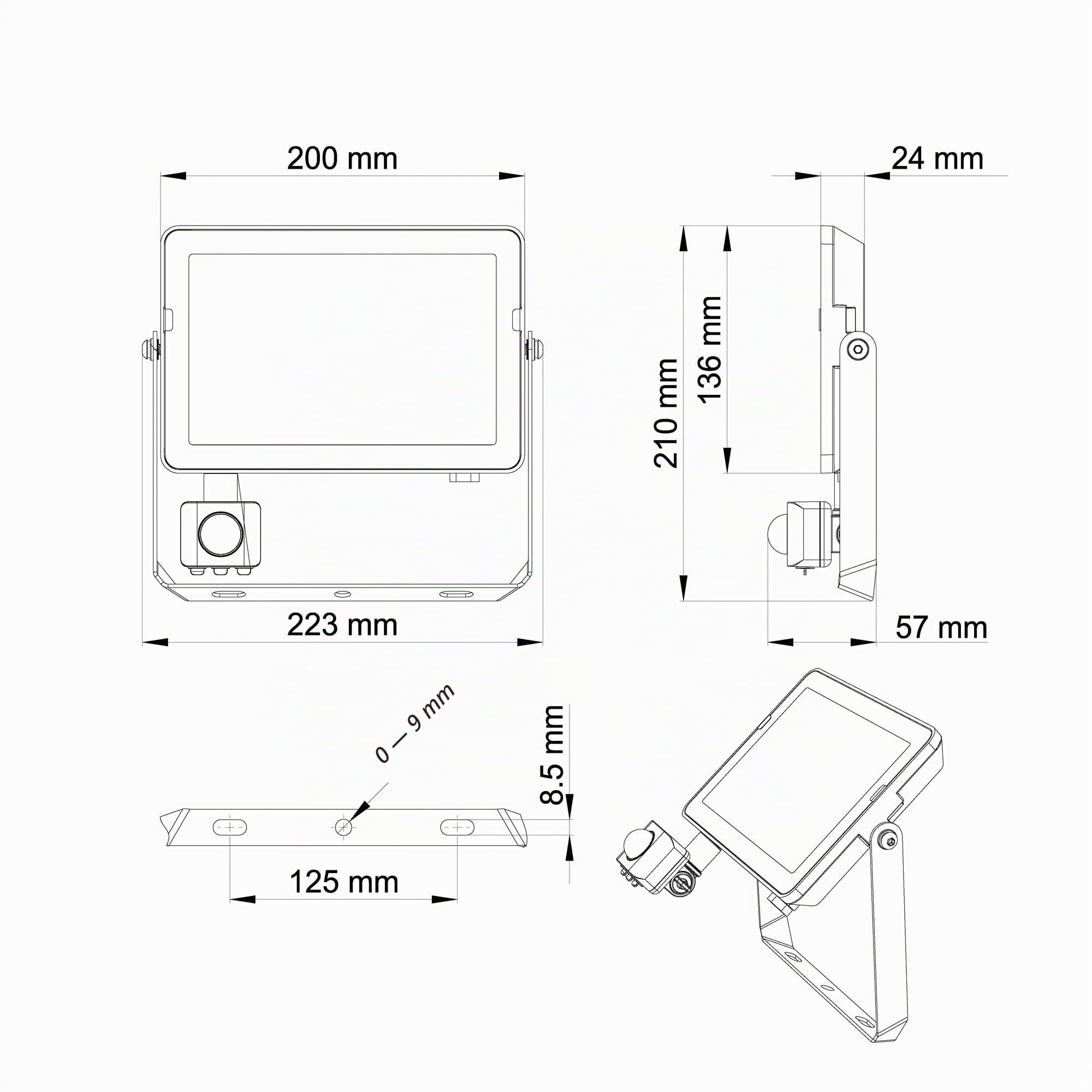 Philips ProjectLine Flutlicht, 50W, 3000K, schwarz, mit Sensor