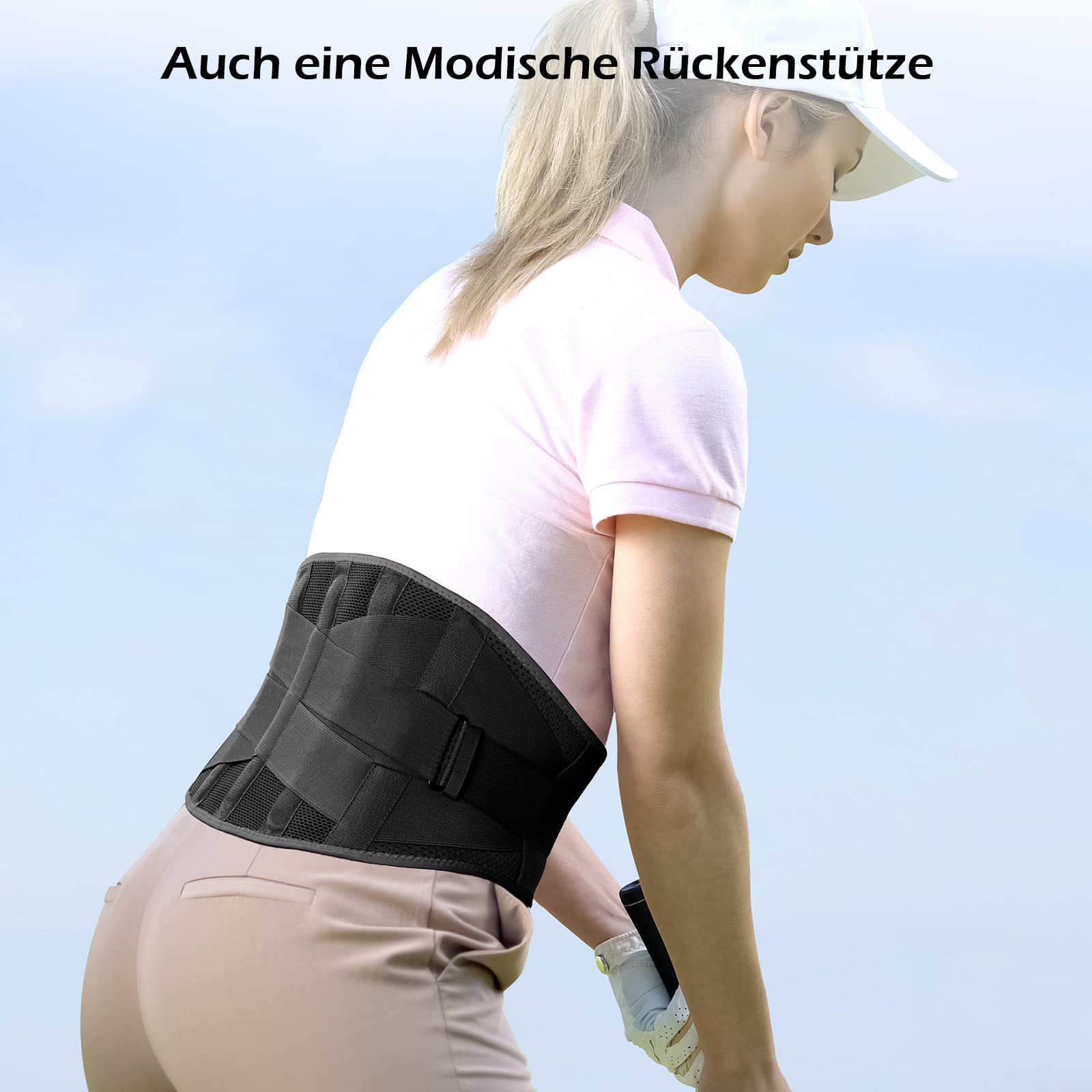 FREETOO Rückenbandage Herren und Damen, Atmungsaktive rückenstützgürtel Rückengurt mit 5 Aufenthalten für Sport,