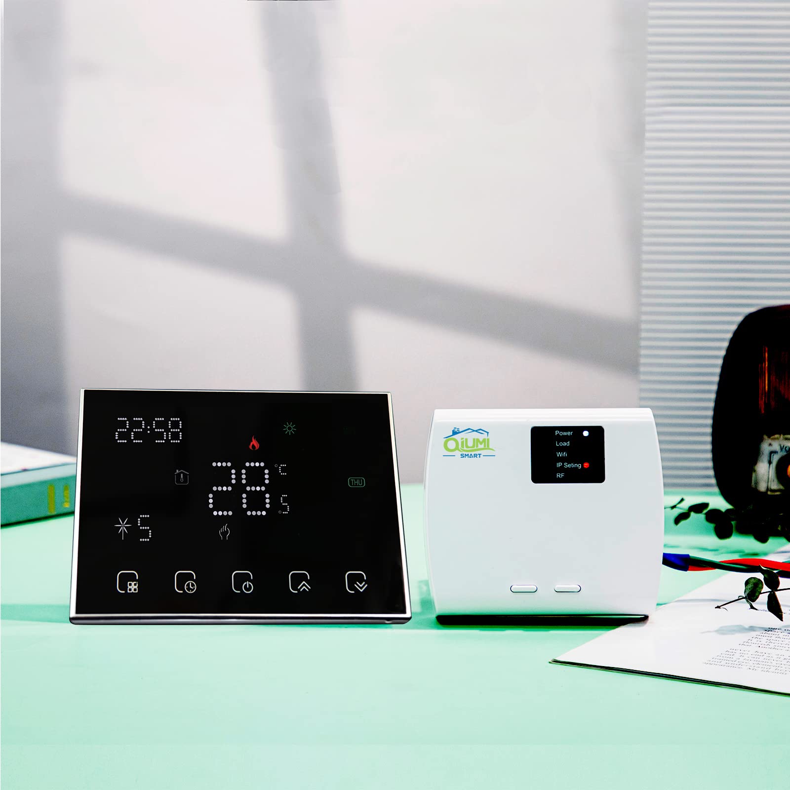 RF Smart WiFi Termostato wireless Regolatore di temperatura per riscaldamento a pavimento Funzionamento elettrico con Alexa Google Home, LED Matrix Light Display,16A 2AA batteria