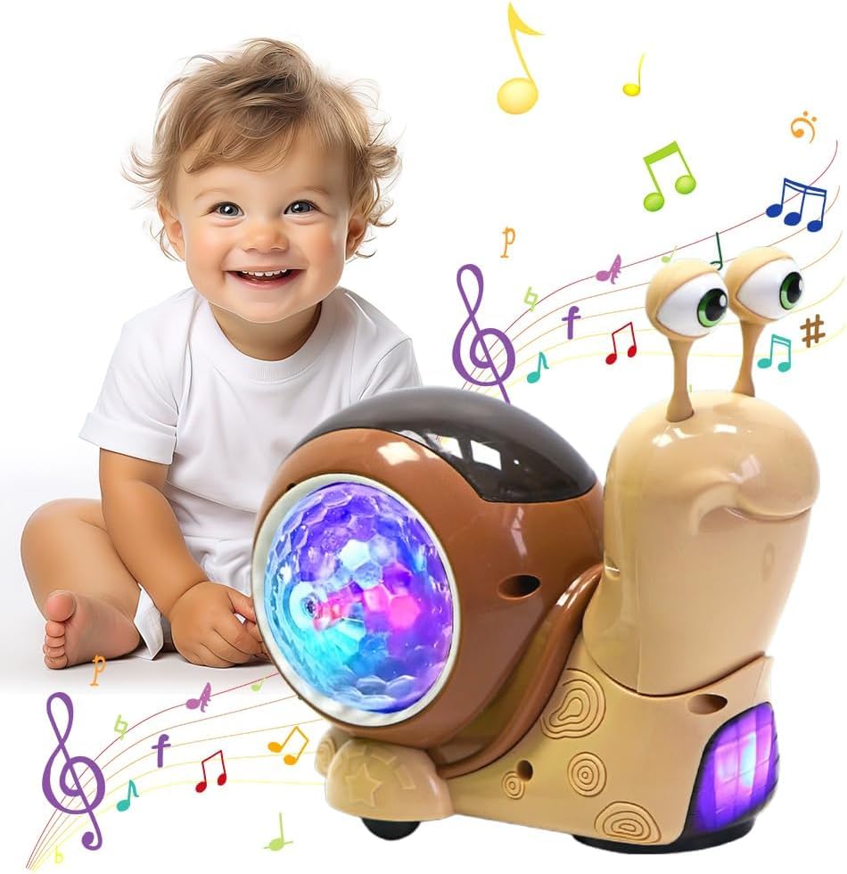 Listado de Alcachofas móviles los más recomendados. 43 LYSSIID Juguete Caracol Luminoso,Juguete Caracol Que Se Arrastra Tumbado con Música Luminosa Juguete Musical,Juguetes Sensoriales Interactivos Disponibles para Regalo (Marrón)
