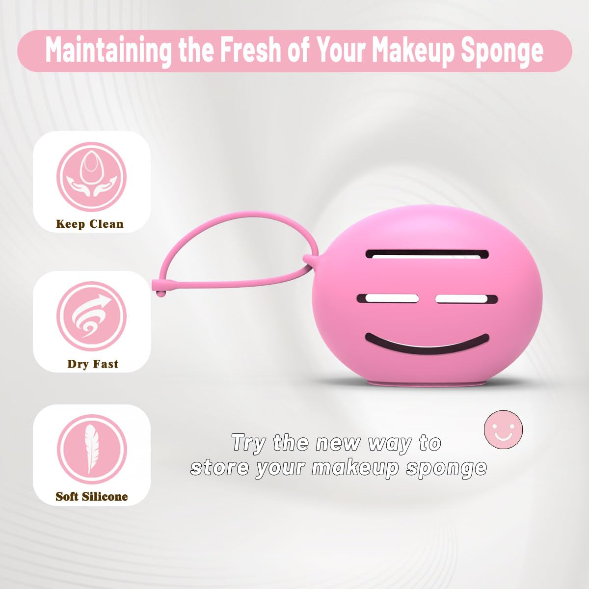 YalsFTY Silicone Makeup Sponge Holder, Triple-Sided Breathable Beauty Blender Case for Travel and Daily Use, Shatterproof Storage, Quick-Drying, and Fits Sponges - Rose image 2