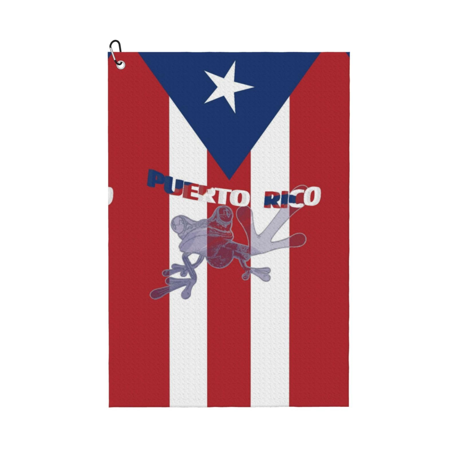 peiyeety Puerto Rico Flag Pattern Microfiber Golf Towel with Carabiner Clip, 16x24 Inch Absorbent Waffle Weave Towel for Golf Bags