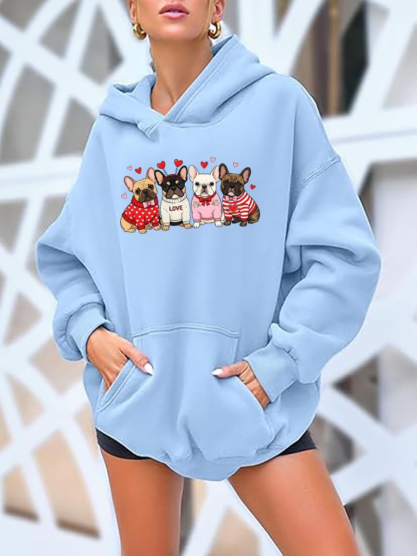 French Bulldog Valentines Sweatshirt & Hoodie Cute Dog Lover Valentine Gift Dog Mom Long Sleeve Shirts - Image 2