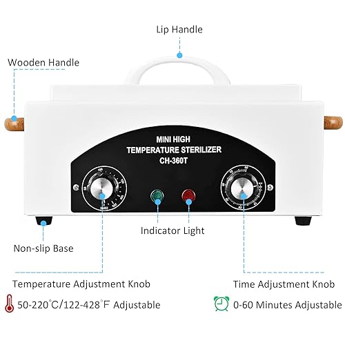 Miniatura 2 de QUTUNI Caja de limpieza de herramientas de metal de alta temperatura, caja de calor seco de 1.5L con temperatura y tiempo ajustables para limpieza