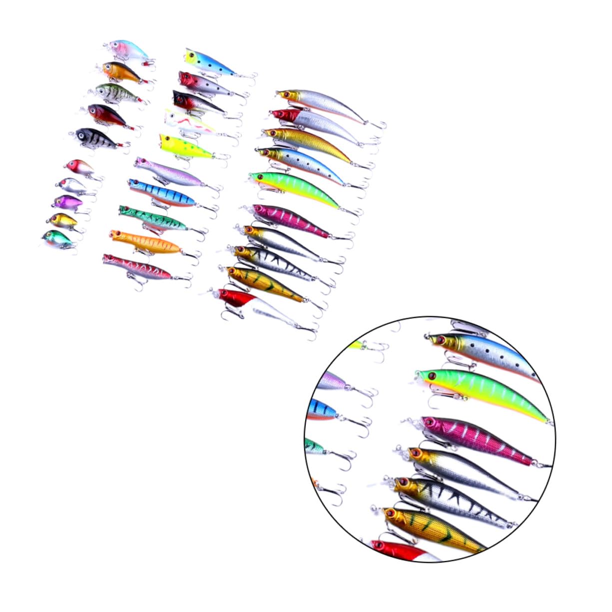 ibasenice Set de 30 Leurres de Pêche en Métal de Poisson, 6 Spécifications, Appâts Synthétiques Attractifs Pêche Sportive Eau Douce