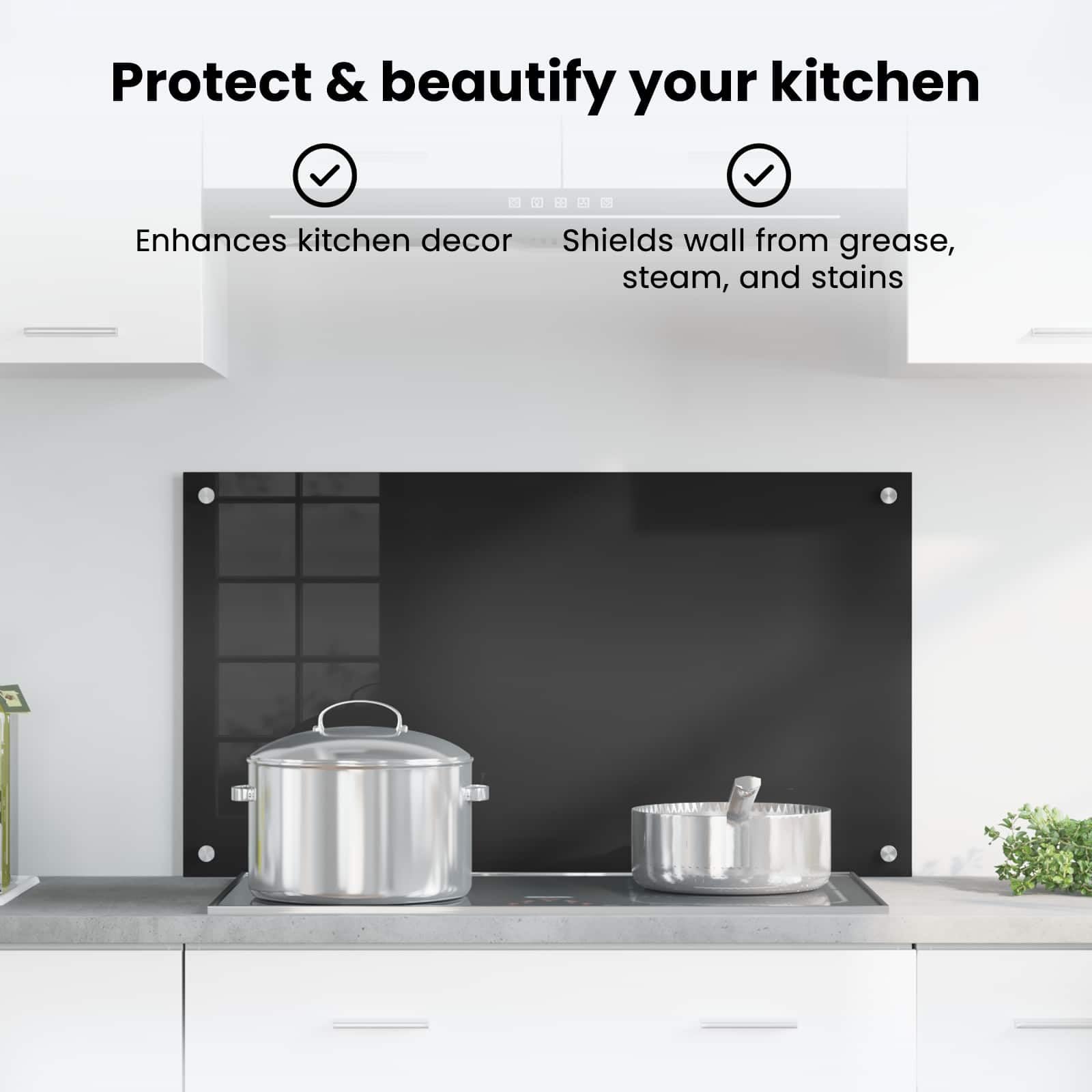 vidaXL Schienale da Cucina Nero 90 x 50 cm Vetro temperato, Design da Cucina alla Moda: Schienale in Vetro, Parete Resistente al Calore, estetica Moderna per la ristrutturazione