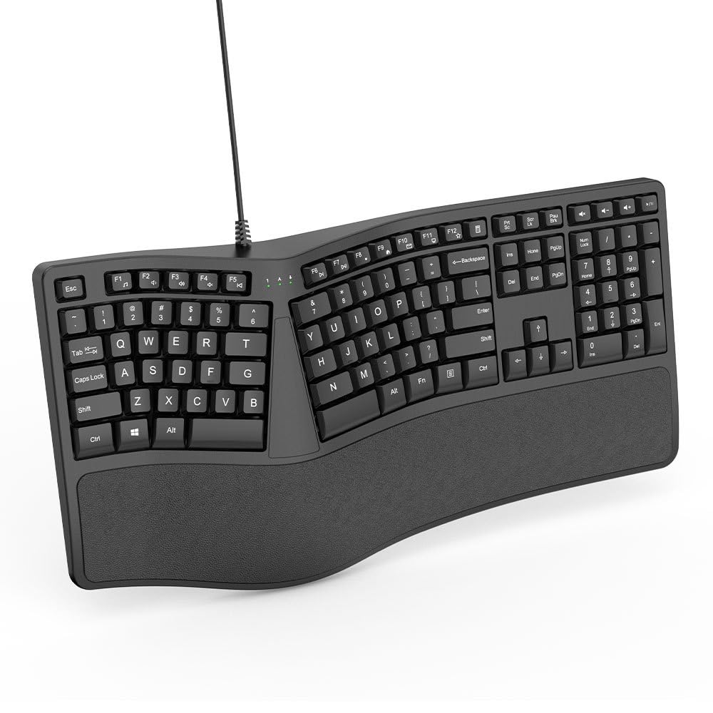 Tastiera ergonomica con poggiapolsi imbottito Tastiera USB cablata Tastiera per ufficio portatile Tastiera ergonomica Microsoft