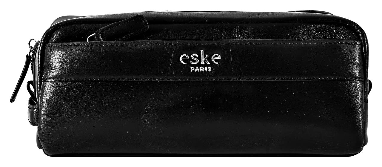 eske Clark Unisex Leather Travel Cosmetic Pouch - Utility Pouch - Toiletry Organizer Bag - Makeup Organizer - Cosmetic Bag