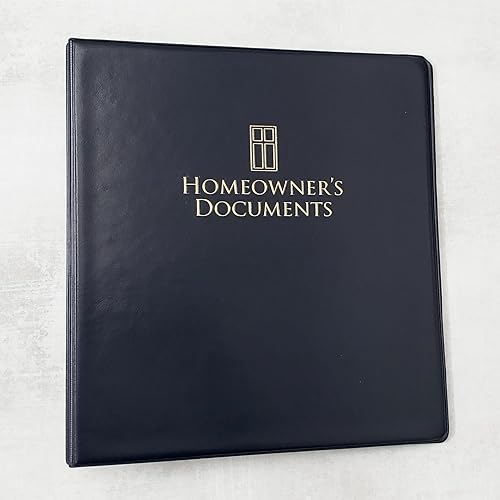 HOMEOWNER'S DOCUMENTS - Carpeta de 3 anillas, tacto similar al cuero con título grabado dorado. Divisores de pestañas de índice preimpresos con