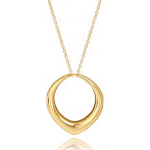 PERNNLA PEARL Long Disc Pendant Necklace for Women 18K Gold Plated Sweater Chain Fashion Jewelry