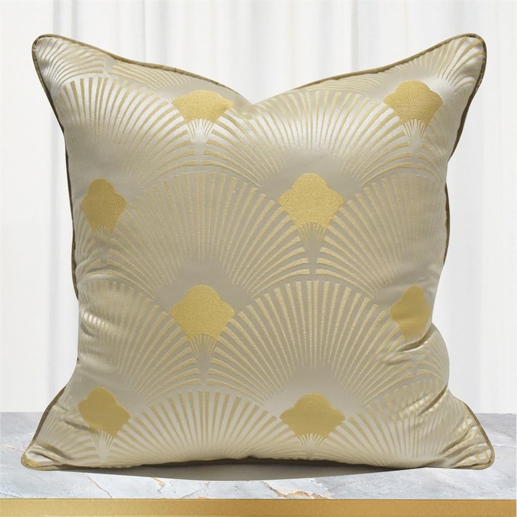 Living Room Sofa Light Gold Leaf Fan Pattern Lar Cushion Office Hotel Pillow Case