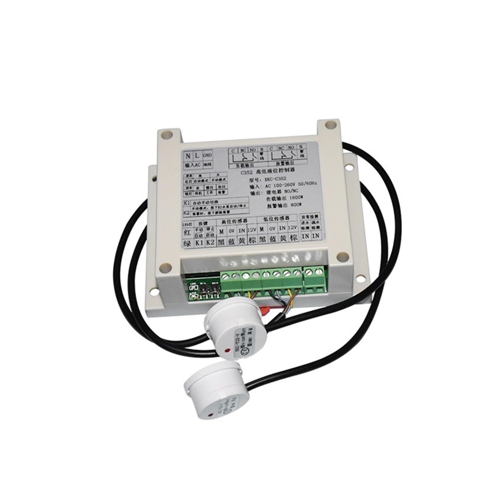 XKC-352 Pompa for serbatoio di liquidi/acqua elettronica senza contatto Controllore di livello e sensori di ingresso e troppo pieno automatici(XKC-C352-4P)