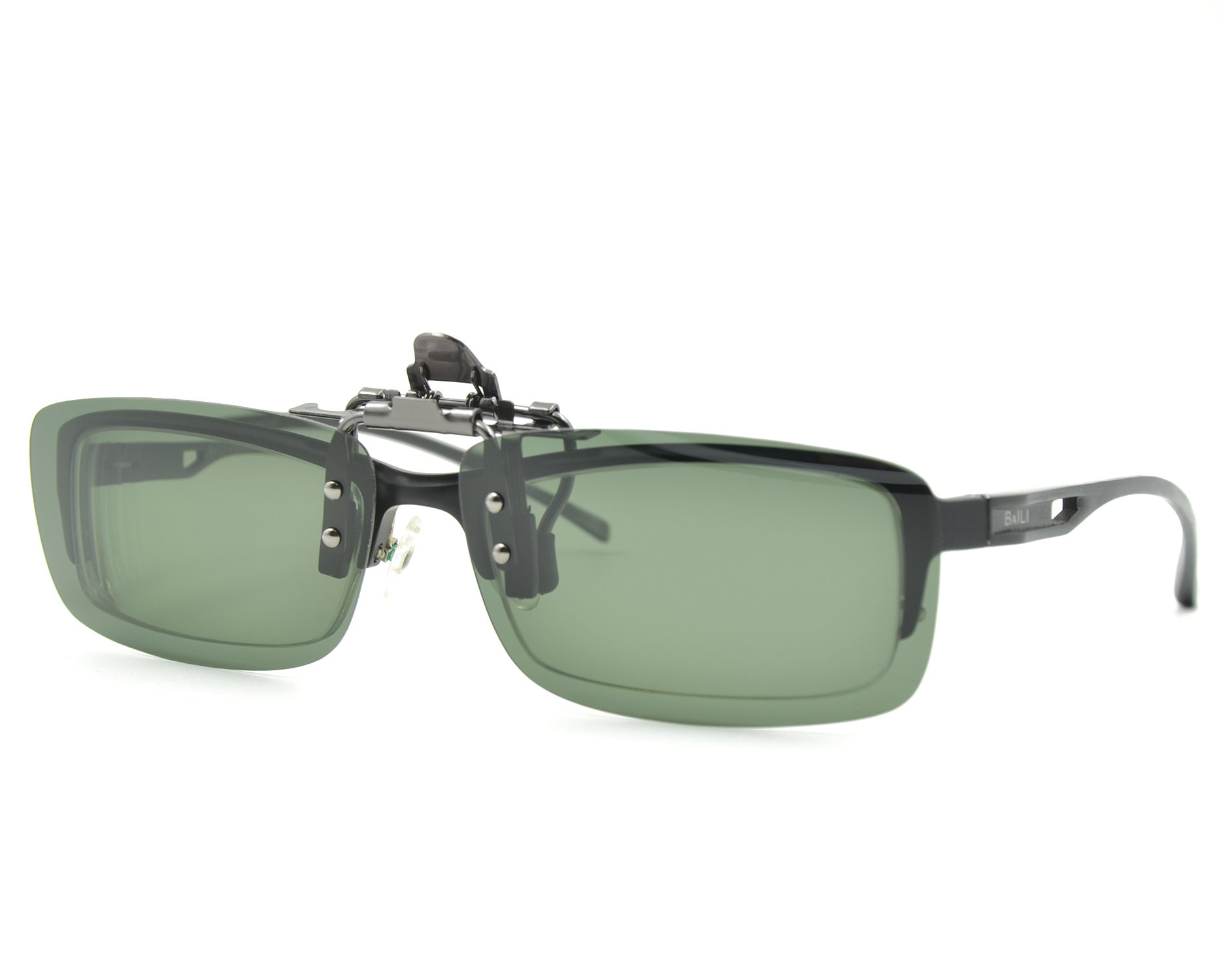Cycling Sport Polarized Clip-on Flip Up Metallo Occhiali da sole Lenti Infrangibili Guida Pesca Outdoor Verde Scuro Medium
