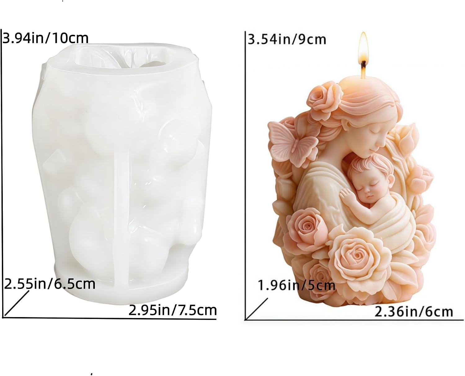 3D Mother and Baby Silicone Candle Molds for Candle Making