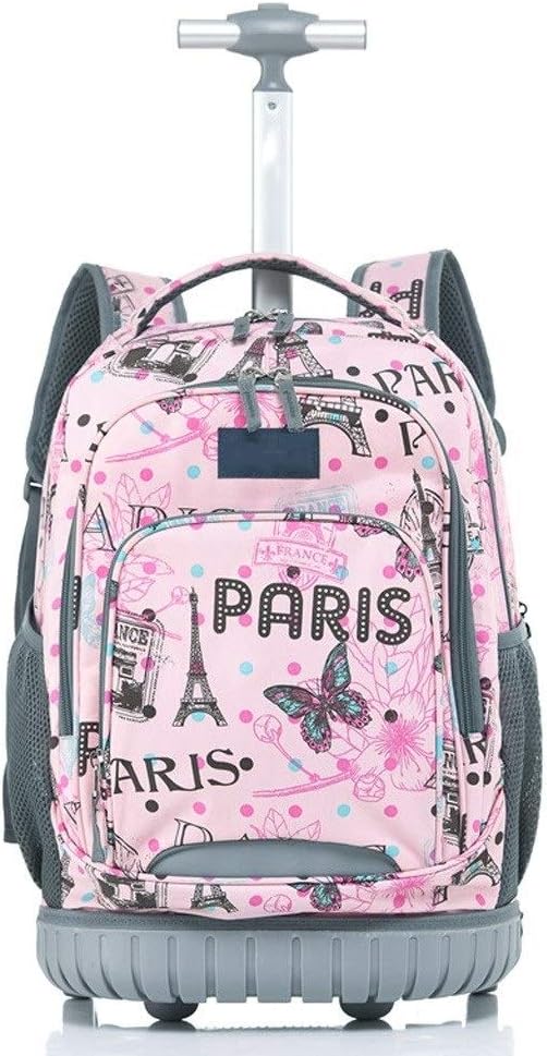 YEXIN Elementary School Rolling Backpack Preschool Trolley Book Bag Wheeled Students Daily Bagpack for Girls Boys (Color : D)