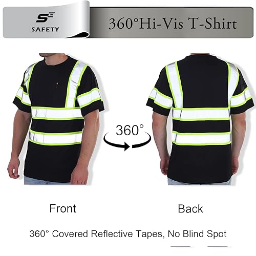 Miniatura 3 de sesafety Camisas de alta visibilidad para hombre, clase 3, alta visibilidad, camisas de construcción reflectantes para hombres con bolsillo,